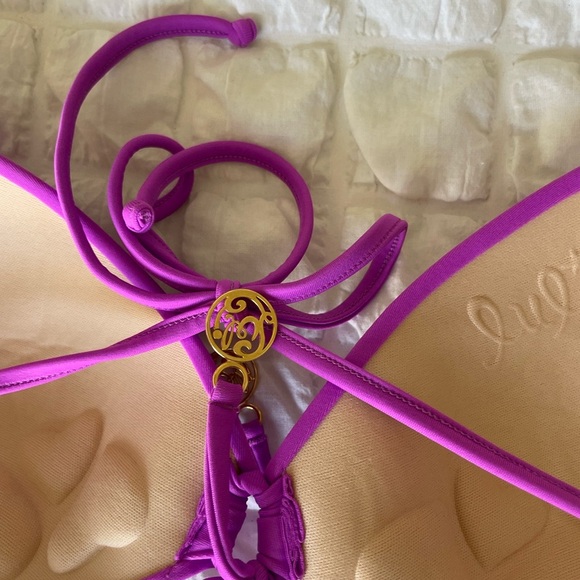 Luli Fama Purple Bikini Top with Triangle Design - Picture 5 of 8